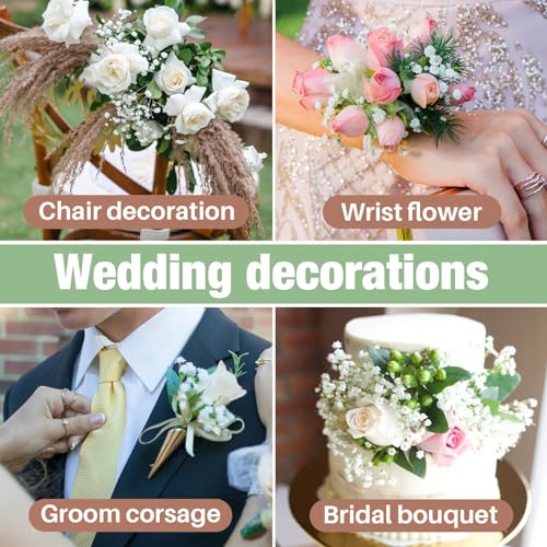 MAQIHAN 10 Baby Breath Artificial Flowers - 7.6" Babies Breath Flowers Artificial Faux Flowers Bouquet White Fores Greenery Real Touch Fake Arrangements Wedding Centerpieces Tables image 6