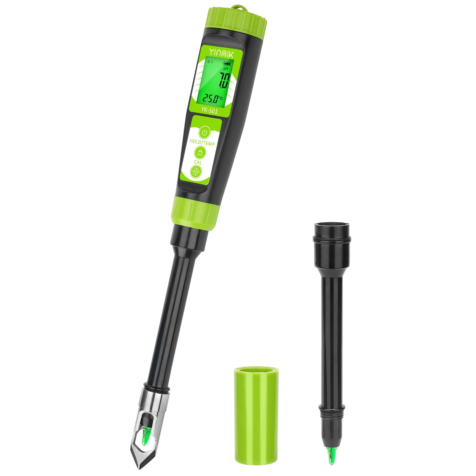 YINMIK Misuratore di PH Digitale del Terreno con sonda PH aggiuntiva | Per giardinieri, Tester pH suolo per cura piante, Misura pH terriccio, Per interni, esterni, serre, giardini, prati