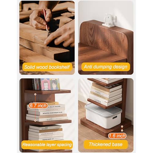 Torre de libros para salón pequeño y estantería de madera estrecha decorativa 5