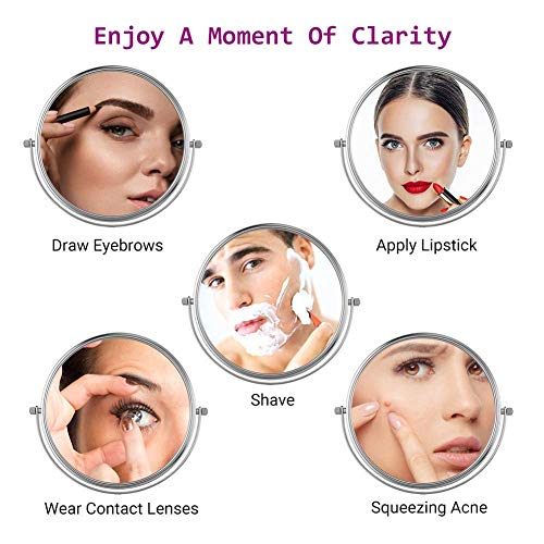 MRJ cosmeticaspiegel wandmontage normaal + 3-voudig 360° draaibaar van kristalglas, roestvrij staal en messing voor… - Afbeelding 5