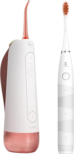 Miniatura 1 de Oclean Cepillo de dientes eléctrico Flow White para 180 días de duración de la batería y irrigador de agua inalámbrico rosa para dientes W10