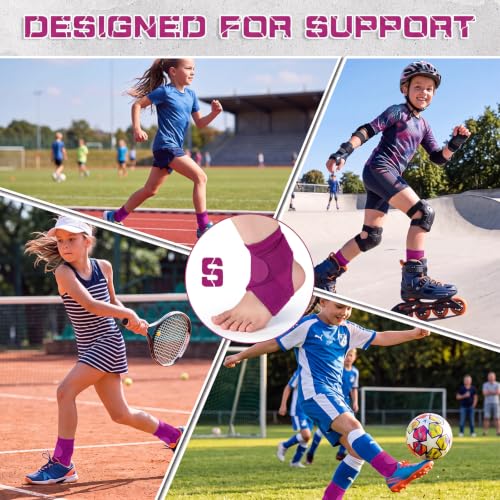 Image of Honoson 2 Pcs Ankle Brace Kid Ankle Support Youth Neoprene Lace up Compression Sleeve Foot Brace Stabilizer with Adjustable Strap for Sport Sprained Plantar Fasciitis Achilles Tendonitis(Rose Red,S)