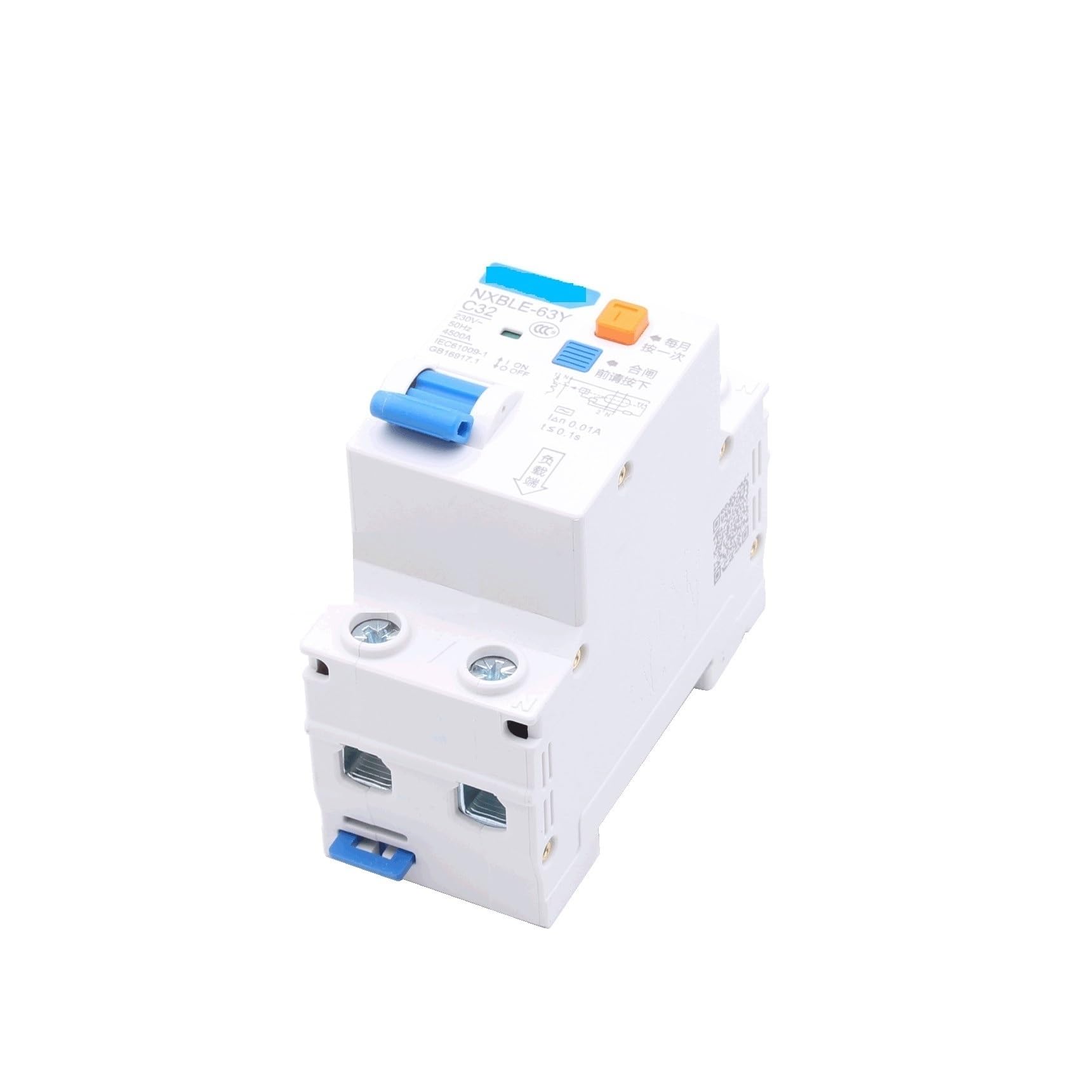 Interruttore automatico, 6A 10A 16A 32A 63A 10MA 0,01A RCBO 1P+N 230V Corrente differenziale(63a)