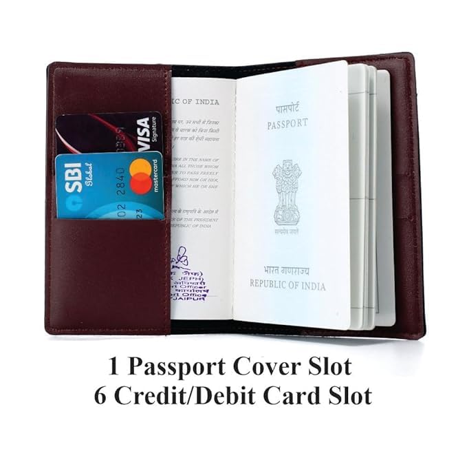 Image of Personalized Passport Cover with Name & Charm, Tan Travel Passport Holder for Men & Women, Premium Leatherette Case for Documents & Cards (Brown)