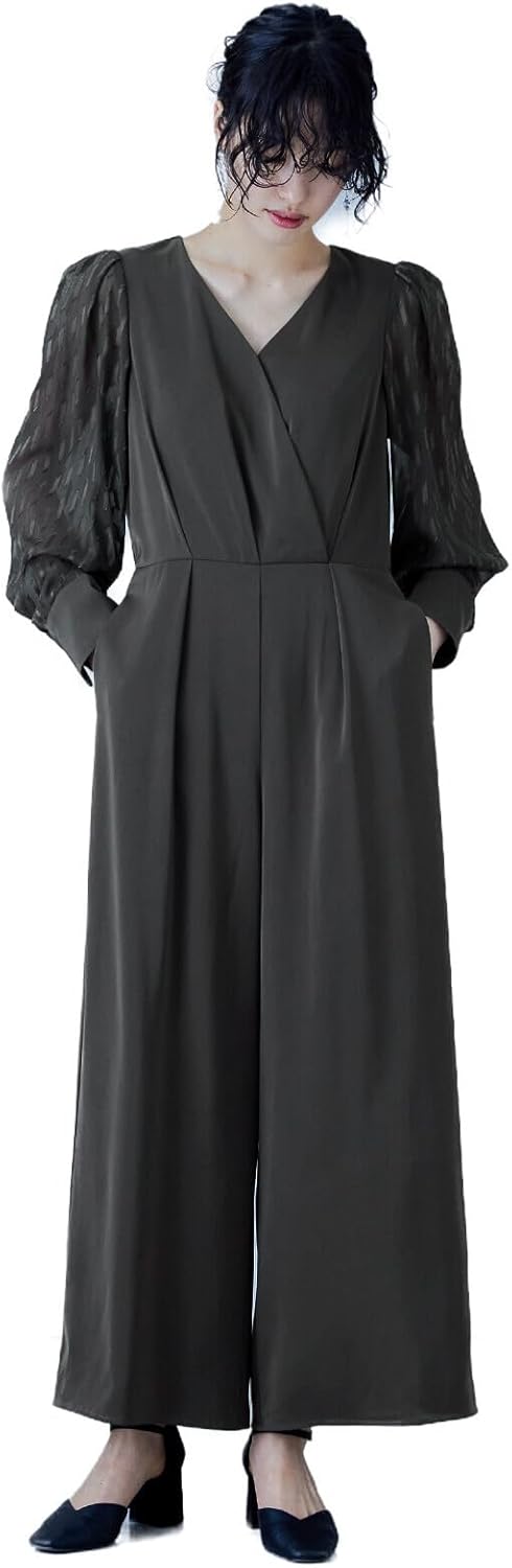 新品✨️niana カシュクールデザインパンツドレス 長袖 チャコール フォーマル niana ニアナ カシュクールデザインパンツドレス[品番