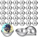 Patelai 32 Pcs 6 Cm/ 2.4 Inch Diameter DIY Metal Bath Bomb Crafting Mould Bath Bomb Making Supplies for Crafts Making