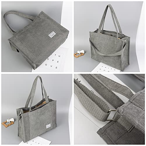 Image of Valleycomfy Corduroy Tote Bag for Women Travel Crossbody Bag Purse Women Shoulder Bags Work Handbags Everyday Hobo Bag