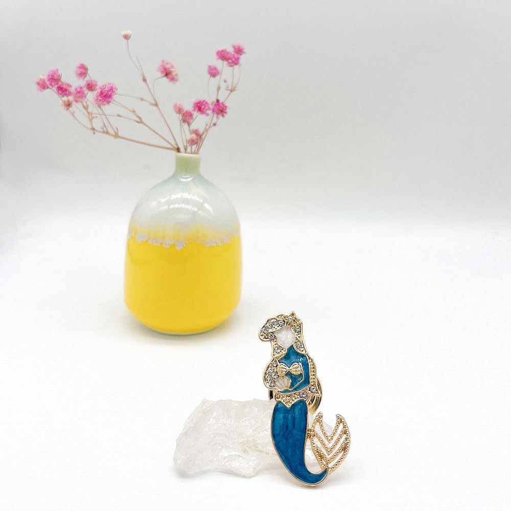 YOUYOUULU 3Pcs Unique-Mermaid-Drawer-Knobs, Diamonds-Blue-Ocean-Dresser- Pulls, Kawaii-Girl-Mermaid-Princess-Cabinet-Knob, Furnitures-Decor-Handles  (Blue)