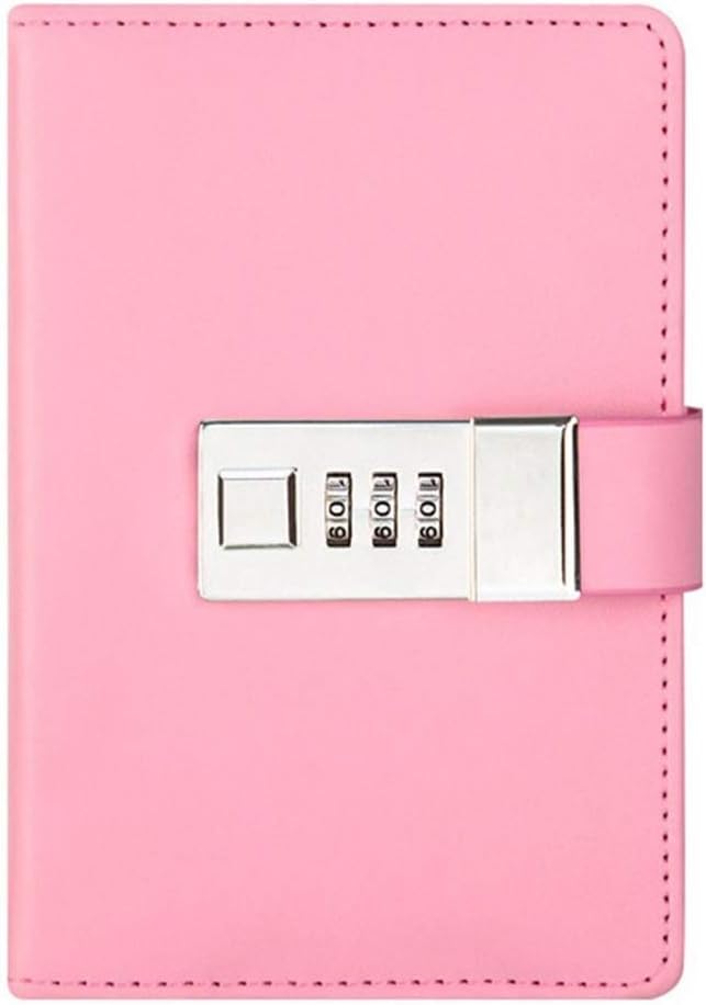 HGDCB Notebooks for Girls,Leather Code Lock Notepad Waterproof Used for Home School(A7) (Color : Pink)