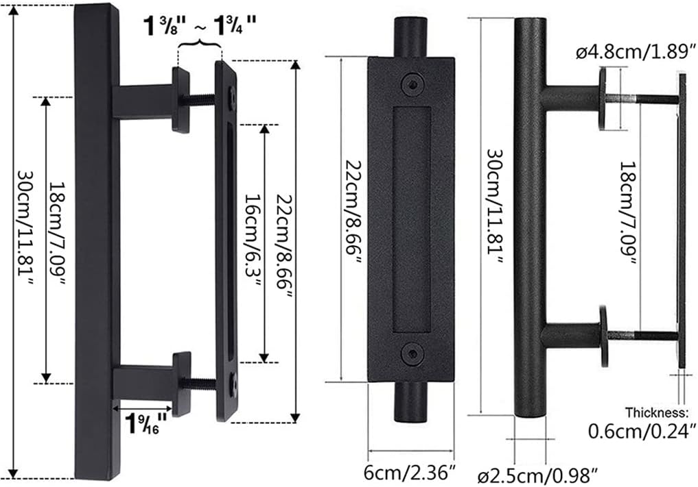 Door Handle, Steel Sliding Barn Door Handle Pull Cabinet Flush Hardware Set Wood Door Handle Interior Door Furniture Handle Hardware