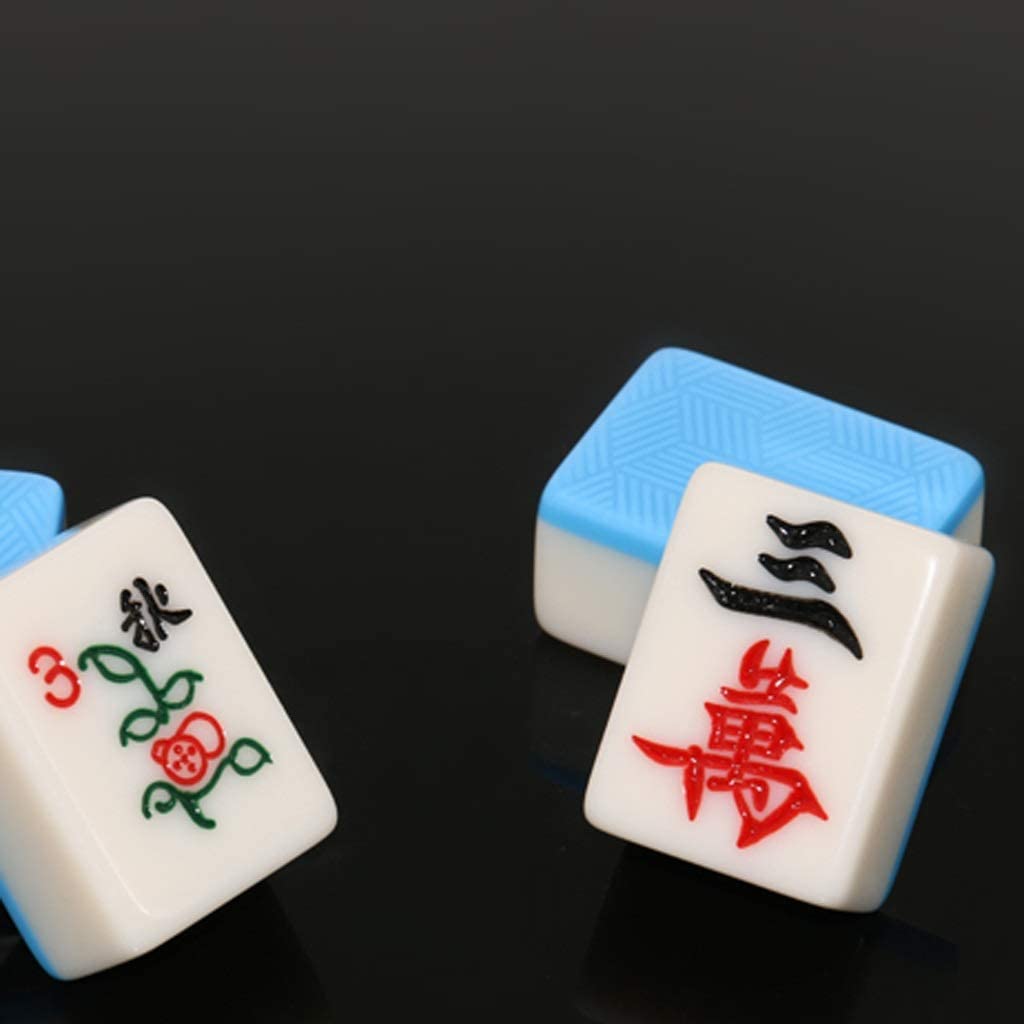 Mahjong chiński zestaw gier Mahjong, przenośny 144 płytki materiał akrylowy Mah-Jongg, zestawy gier Majong do podróży Party gra rodzinna płytki Mahjong decorate