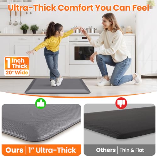 Image of 1-Inch Thick Anti-Fatigue Mat for Kitchen and Standing Desk, 20 inchx32 inch, Grey