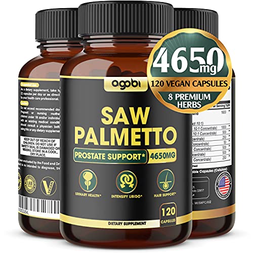 Saw Palmetto Prostate Supplement 4650mg* with Ashwagandha, Turmeric, and Other Herbal Ingredients -120 Vegan Capsules