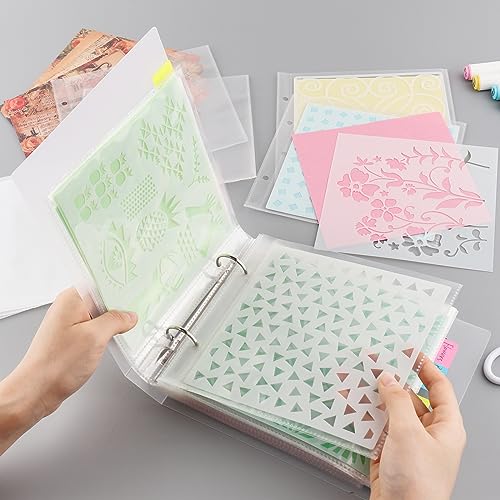 Image of 2 Sets Cookie Stencil Storage Binder for Storage 6 inchx6 inch Stencils Die Cuts & Stamp Storage Folder Baking Stencil Organizer Scrapbooking Cutting Dies Stencil Storage Book Collections Case Organizer