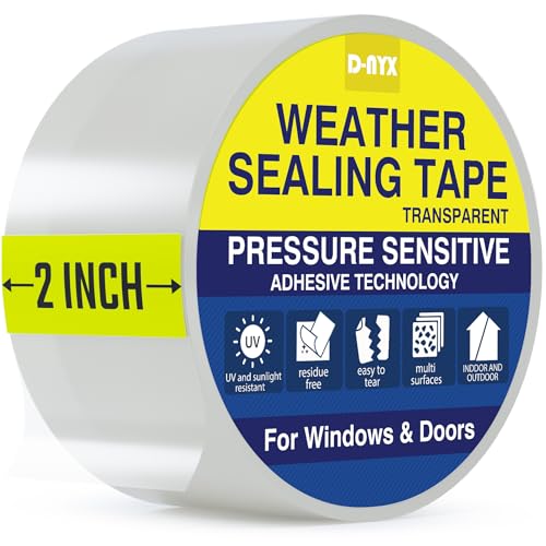 D-NYX Window Sealing Tape 1 Pack Transparent Sealing Heavy-Duty Residue-Free RV Insulation for Doors and Windows, Clear Weather Stripping Draft Isolation Tape (1 Pack 2 inch)
