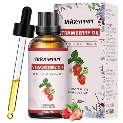 Migcaput Ätherisches Erdbeereöl 100ml, Premium Aromaöl Kerzenduftöl Erdbeere Öl für Diffuser, Luftbefeuchter, Seifenherstellung