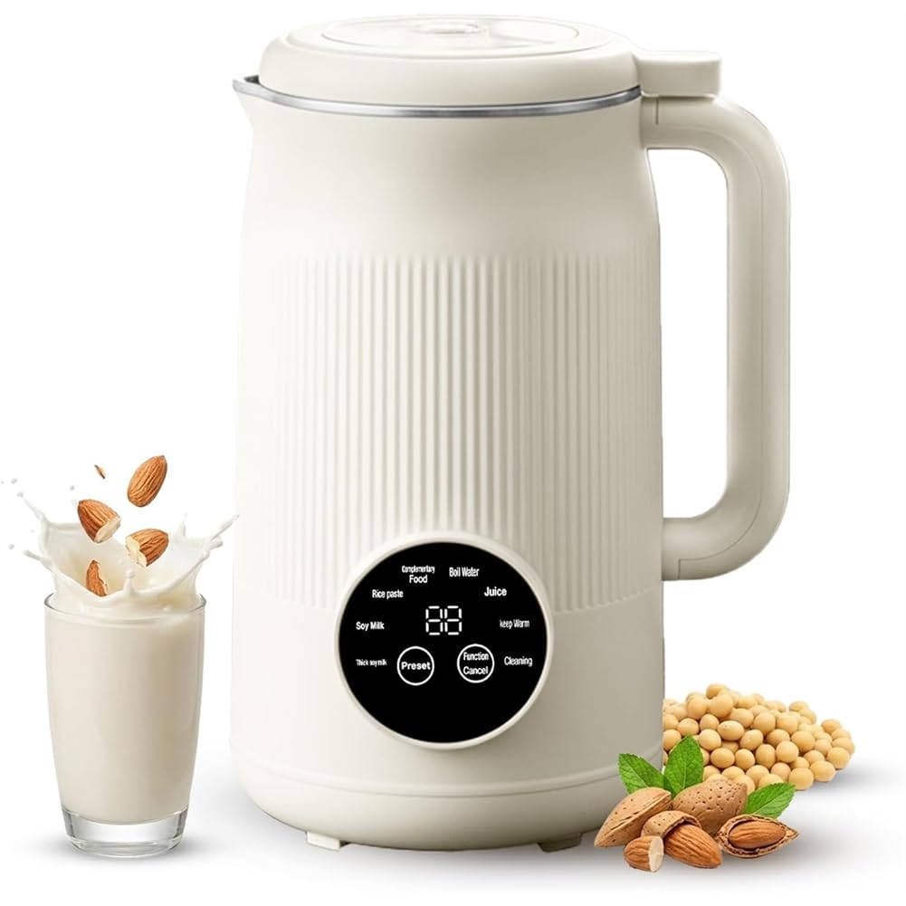 Selbstreinigende 40 Oz Nussmilchmaschine, Verzögerter, Warmhaltefunktion - Sojamilchproduktion Inklusive, für Saft & Smoothie, Europastecker EU Plug