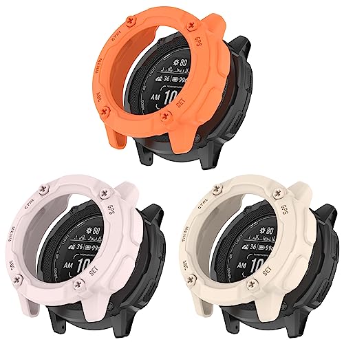 �mRuenTech�n�K�p Garmin Instinct 2x �p �J�o�[ �P�[�X �t���J�o�[�\�t�gTPU�f�� �ی�J�o�[ �ϏՌ��� �戵�ȒP (�I�����W+�s���N+��������)