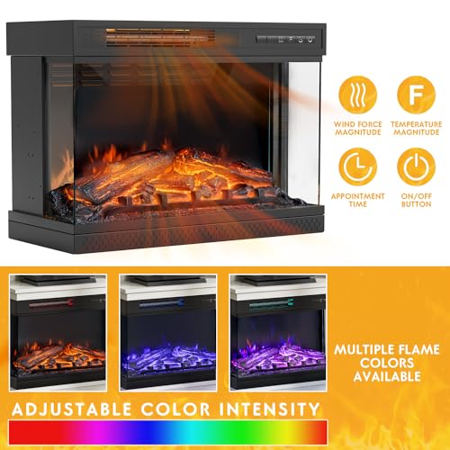 JUMMICO-Fireplace-TV-Stand-for-TVs-up-to-65-3-Sided-Glass-Media-Entertainment-Center-Console-Table-with-Cabniet-Storage-Adjustable-Flame-LED-Color-for-Living-Room-Distressed-White JUMMICO Fireplace TV Stand for TVs up to 65 3 Sided Glass Media Entertainment Center Console Table with Cabniet Storage Adjustable Flame LED Color for Living Room Distressed White