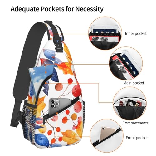 Mochila tipo sling con patrón hojas otoño unisex ligera miniatura 4