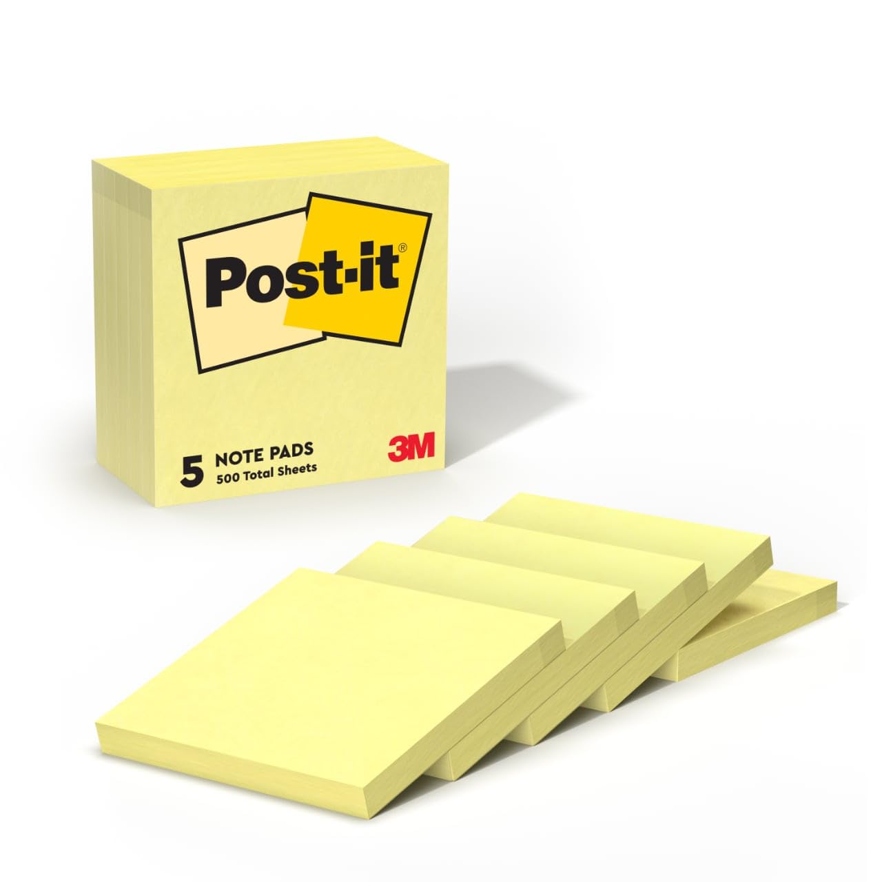 Post-it Dispenser Pop-up Notes, 3x3 in, 5 Pads, Canary Yellow, Clean Removal, Recyclable
