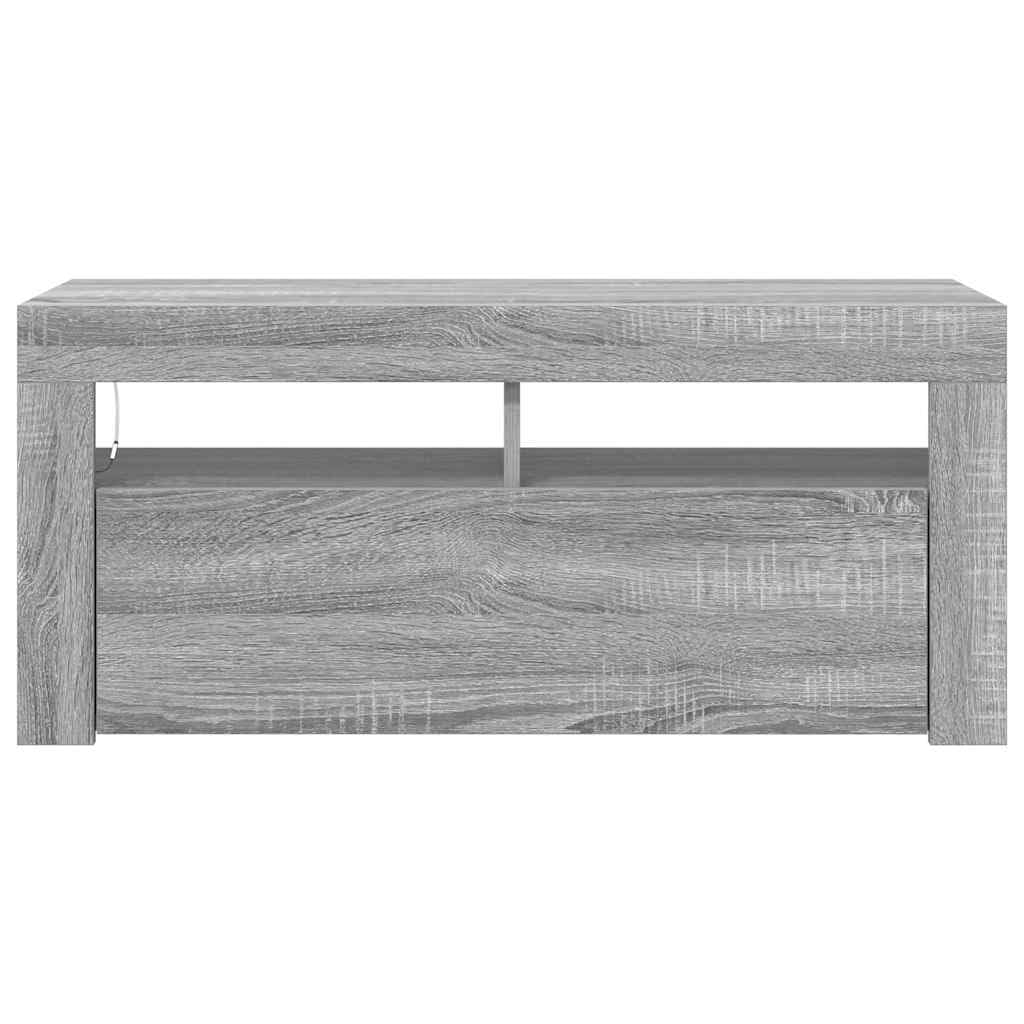 vidaXL Mobile Porta TV con Luci LED Grigio Sonoma 90x35x40 cm, mobiletto, mobiletto HiFi, Mobile con luci LED, Supporto TV