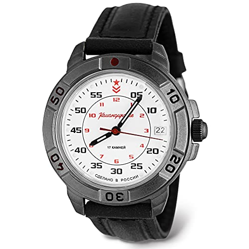 VOSTOK | Komandirskie Russian Army Commander Classic Military Mechanical Wrist Watch | Fashion | Business | Casual Menâ€™s Watches | Model 436171 Leather Band BÂ®