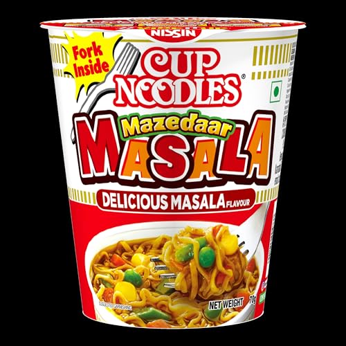 Image of Nissin Cup Noodles Mazedaar Masala | Bold Masala Flavor with a Touch of Extra Veggie Goodness | Quick & Delicious Meal Anytime #VibeItUp, 70 gm. (Pack of 2)