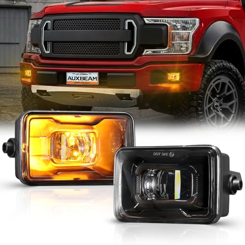 Auxbeam LED Fog Lights with Amber Ambient Halo DRL for Ford F150 2015-2020, F250...