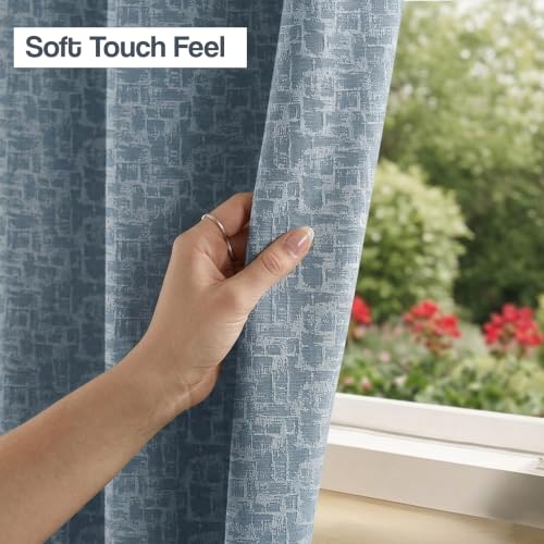 Image of FRESH FROM LOOM 10 ft Parda | Door Curtains for Slider Track | Non-Ring Curtains | S-Wave Pleat | Light Block See Blueout Parde | Breathable Fabric Curtain for Door (See Blue | 10 Feet, Set of 2)