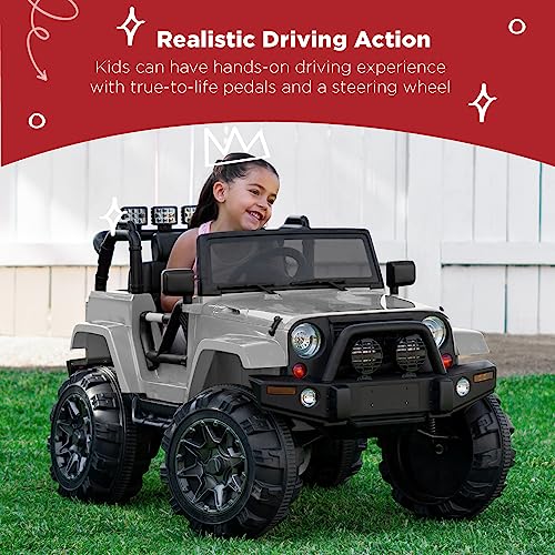 Image of Best Choice Products Jumbo 12V Kids Electric Vehicle Toy Ride On Car with Parent Remote Control for Toddlers, Seat Harness, 65 lb Weight Capacity, Spring Suspension, 3.7 MPH Max Speed - Light Gray