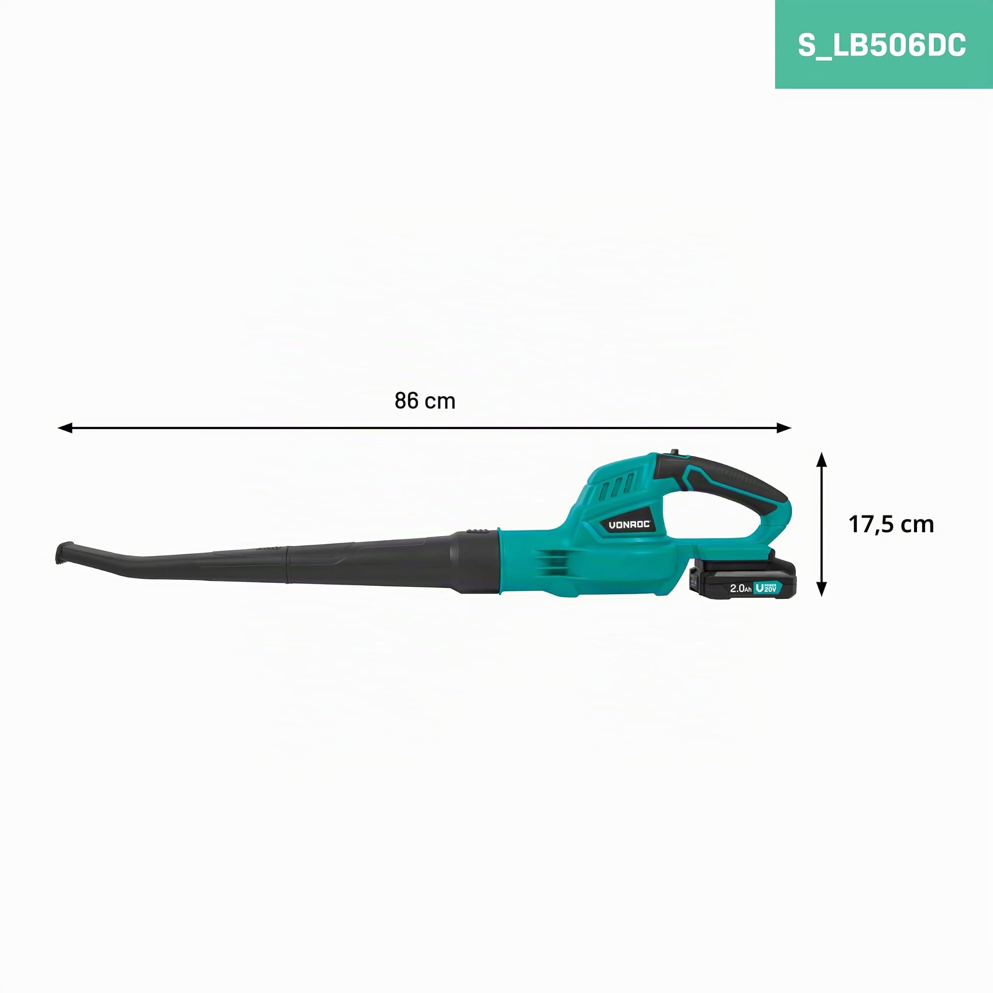 VONROC Soffiatore per Foglie a Batteria 20V - Velocità 180 km/h, Leggero ed Ergonomico, Impugnatura Soft-Grip, Modello 2024