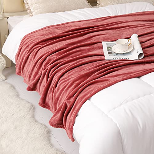 Image of KMUSET Fleece Blanket Twin Size Coral Lightweight Super Soft Cozy Luxury Bed Blanket Microfiber