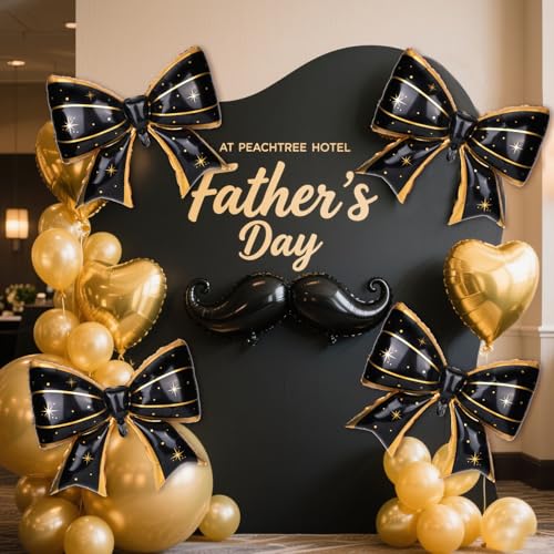 Image of 4Pcs Giant Bow Balloons, 97.5cm /38in Big Elegant Coquette Theme Balloons for Birthday Wedding Engagement & Party Large Decorations Bridal & Bachelorette Supplies (Star Dot Black)