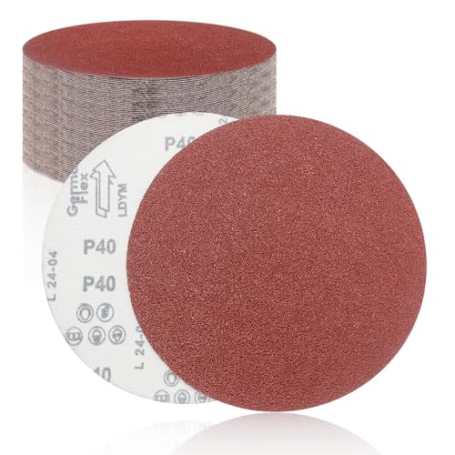 Image of 30 Pack 12 Inch Sanding Discs, 303mm Round No-Hole Hook and Loop Sandpaper for Wood & Metal Floor Orbital Sander, 40 60 80 120 180 Assorted Grits, Durable Anti-Clogging Grinder Accessorie