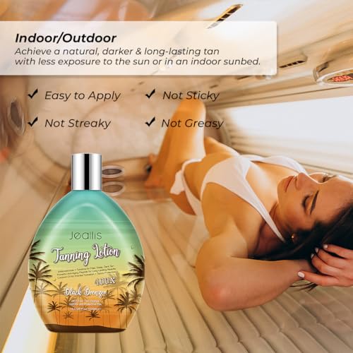 jeallis extreme dark tanning lotion accelerator for indoor tanning beds amp outdoor sun tan with bronzer to get dark fast tan bronzing tanning lotion with tattoo protecting formula dha free 135oz