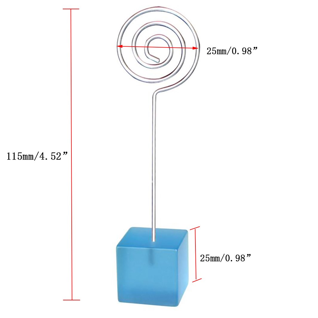 Xiaoyztan Light Blue Resin Cube Base Circle Shape Clip Card Note Table Stand Holder for Displaying Memo Clip Holder Stand Pack of 5