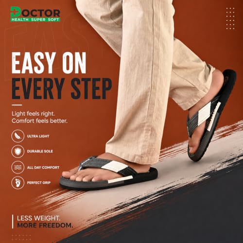 Image of DOCTOR HEALTH SUPER SOFT Men's & Boys Anti-Skid Flip Flops with Acupressure Massage Footbed | Lightweight | Soft | Doctor-Recommended Slipper for Pain Relief | All Day Wear Acupressure Doctor Slipper