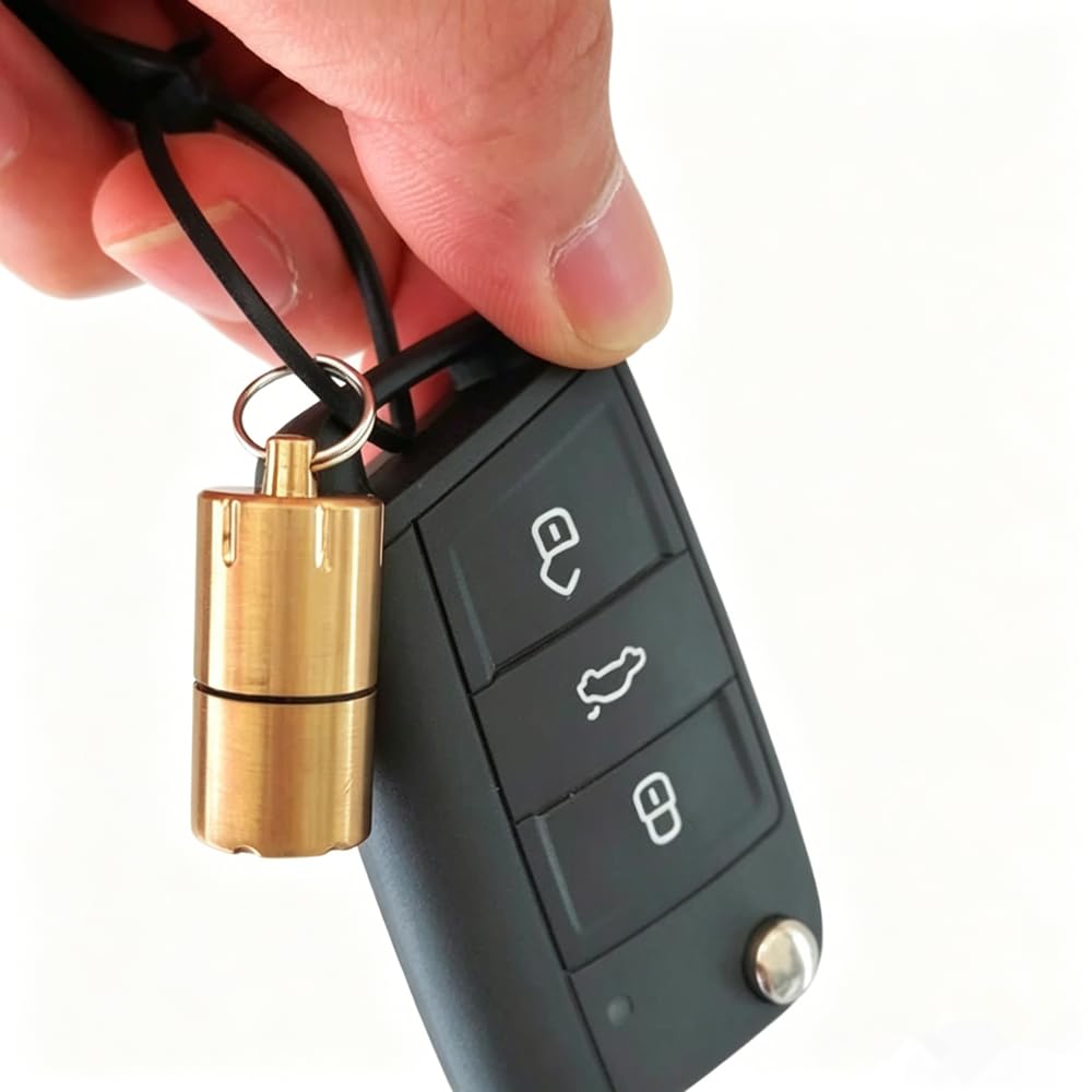 Mini Encendedor De Queroseno Tipo Cápsula - Portátil Llavero De Gasolina Para Exteriores Y Supervivencia (No Incluye Combustible)