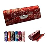 JapanBargain, Set of 3 Lipstick Case Holder with Mirror Satin Silky Fabric With Gorgeous Design,Assorted Colors