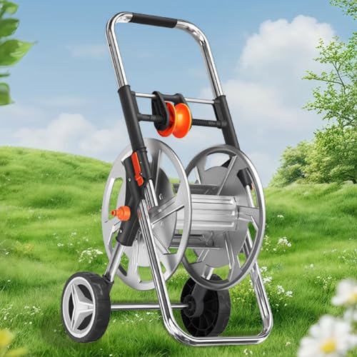 Portable Garden Hose Cart, Mobile Metal Hose Reel with Wheels, Rope Storage Rack for Convenient Hose Storage and Watering, Gardening Tools