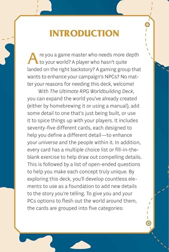 Image of The Ultimate RPG Worldbuilding Deck: 75 Cards to Create and Customize Your Own Game World (Ultimate Role Playing Game Series)