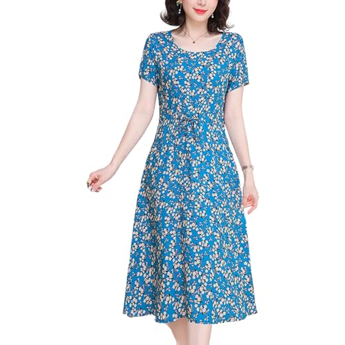 Robe d'été décontractée pour femmes col rond et motif fleuri élégant