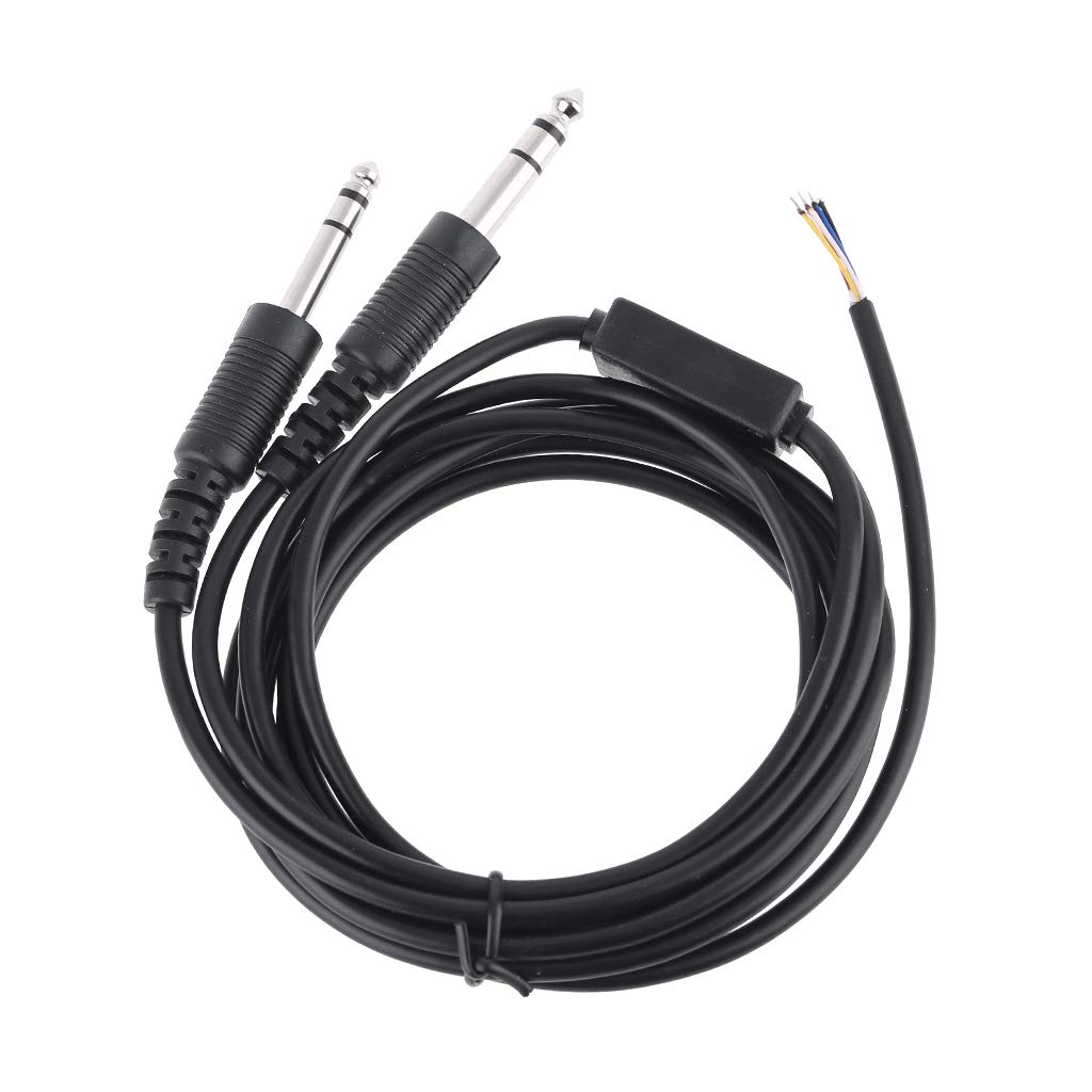 Mono Cable Line Cord Repairing 200cm Aviation Headset Dual-Plug Aircraft Headphones Replacement Headphone Male to Male