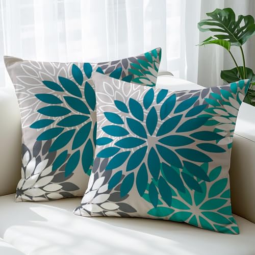 JANGYUHH Kissenbezug 40x40 cm Modern Dahlien Dekokissen Zweiseitiges Muster Blau Weiß Blumen Sofakissen Outdoor Kissen Leinen Kissenbezüge Dekorative für Sofa Garten Wohnzimmer Bett 2er Set JANGYUHH Kissenbezug 40x40 cm Modern Dahlien Dekokissen Zweiseitiges Muster Blau Weiß Blumen Sofakissen Outdoor Kissen Leinen Kissenbezüge Dekorative für Sofa Garten Wohnzimmer Bett 2er Set