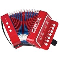 Woodstock Kid's Accordion (7\"), Red, with 10 Keys, Beginner Music Toy Instrument for Children Ages 3+, Educational Gift, Toddlers Kids Boys Girls WCKA