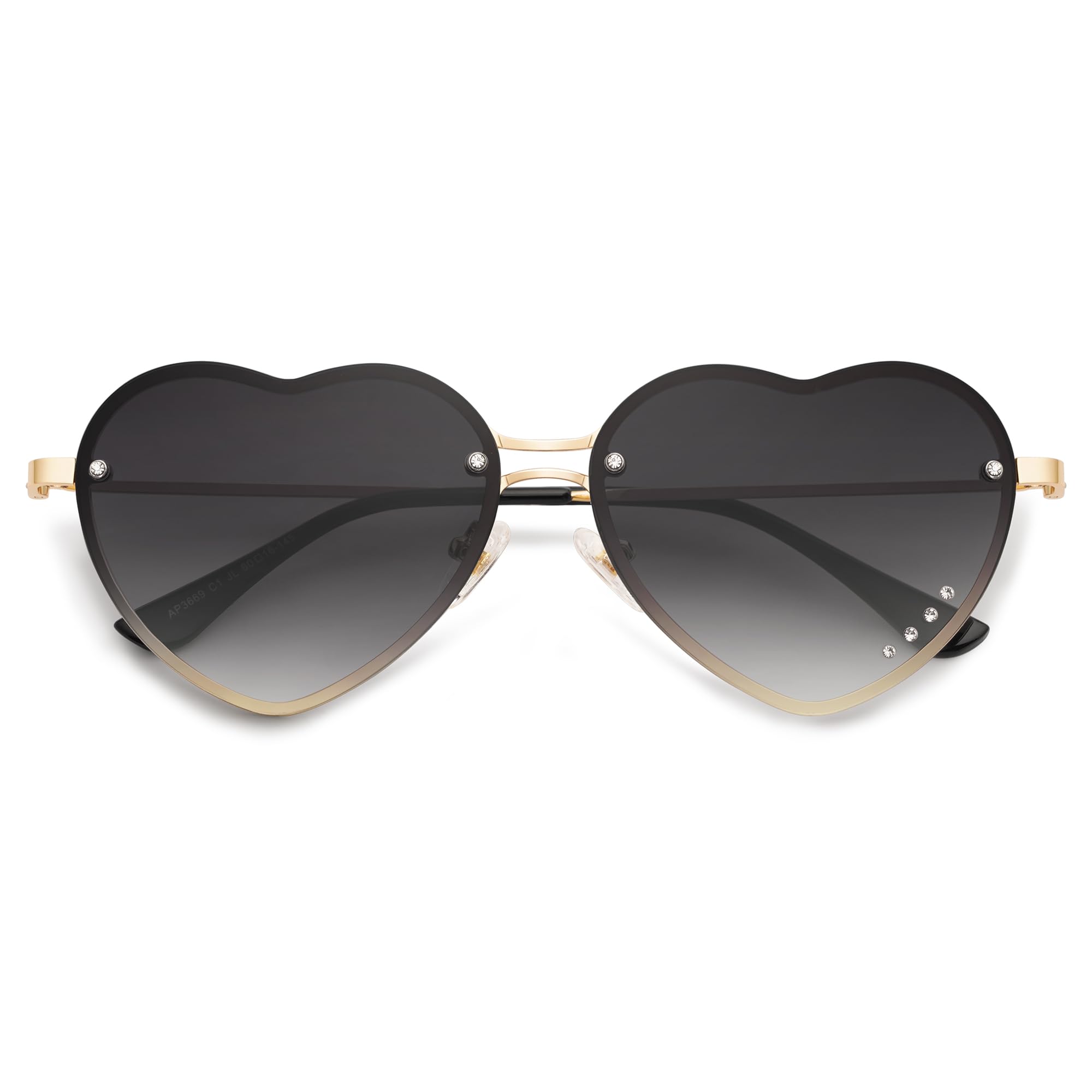 Appassal Heart Sunglasses for Women Lovely Trendy Rimless Fun Accessories Rhinestone Sunnies AP3669N