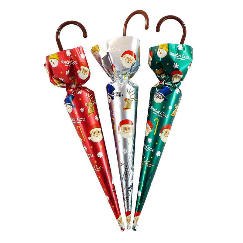 Simon Coll Christmas Umbrellas Solid Milk Chocolate 35g Pack of 3