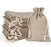 ilauke 30pcs Pochettes Sachets en Lin Chanvre, Sac Toile de Jute avec Cordon de Serrage, Pochette Lin Réutilisable pour Mariages Bijoux Noël la Fête Bricolage(10 cm x 15 cm,Couleur Naturel)