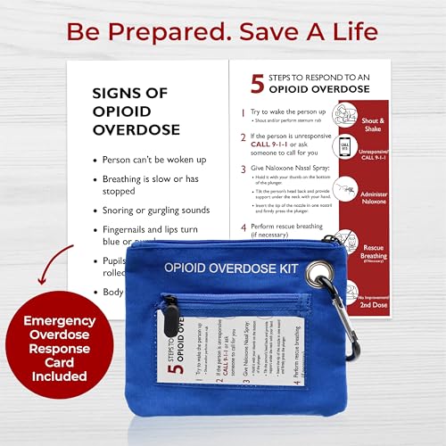 Image of 10 PACK Naloxone Overdose Kit Bag - Compact Canvas Pouch for Naloxone Nasal Spray & Opioid Emergency Response - Holds 2 Naloxone Sprays & Accessories - Naloxone Not Included (Blue, 10 Units)